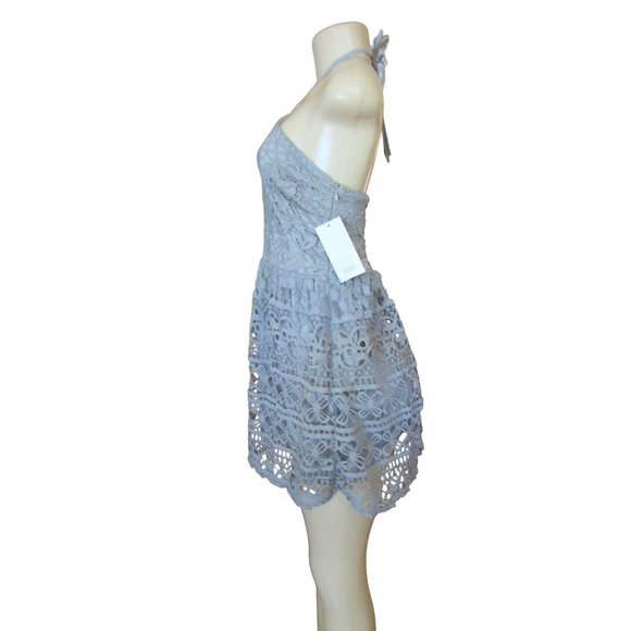 New w Tags, Tobi My Soul Gray Lace Halter Mini Dress in Sz Small - Picture 5 of 9